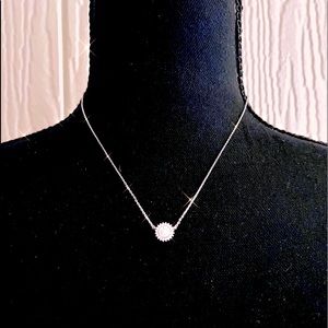 18K White Gold Plated  Necklace With Cubic Zirconia Diamond Accent Pendant